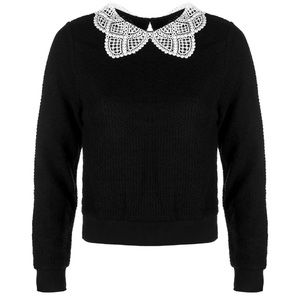 Disturbia Lace Pearl Collar Sweater